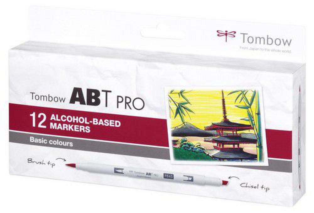 Tombow ABT PRO Alcohol - dubbele brushpen 12 st. set Basic 19-ABTP-12P-1