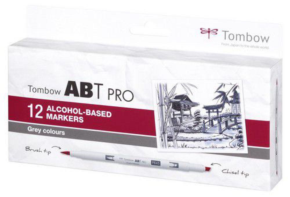 Tombow ABT PRO Alcohol - dubbele brushpen 12 st. set Gray 19-ABTP-12P-3