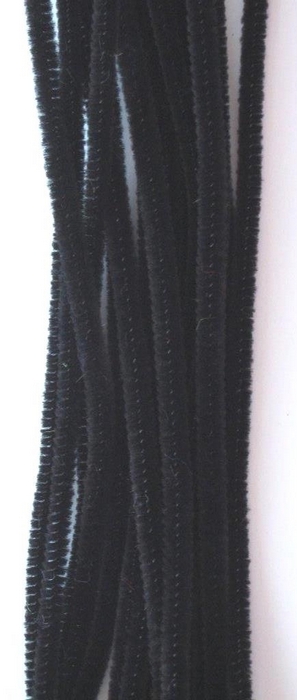 Chenille zwart 6mm x 30cm 20st
