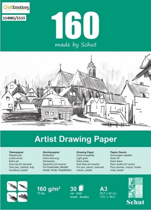 Schut Artist Drawing Paper 160 gram A3 bloc a 30 vel
