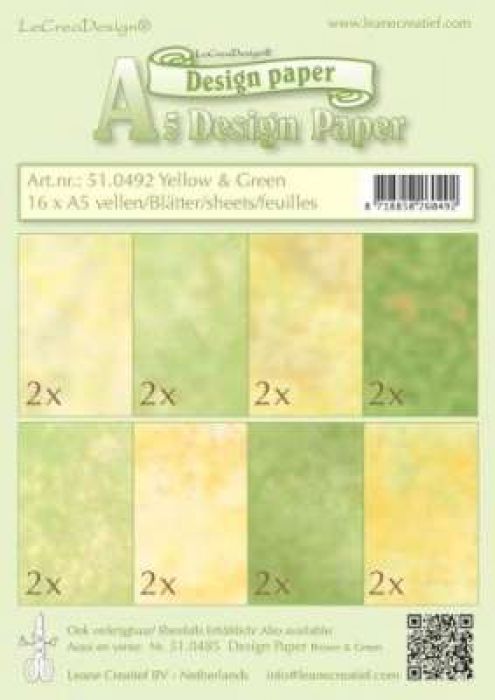 LeCrea - Design papier assortiment yellow/green 16xA5 