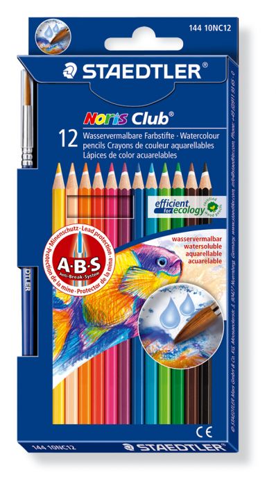 Staedtler Noris Club aquarell - set 12 st. + penseel 