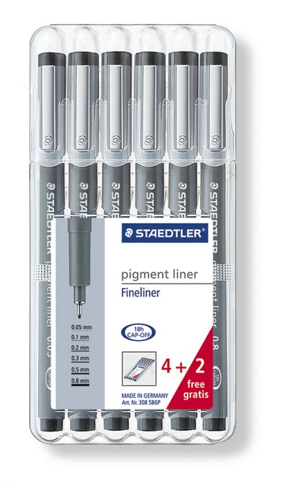 Staedtler Pigment liner Fineliner - Box 6 st. 