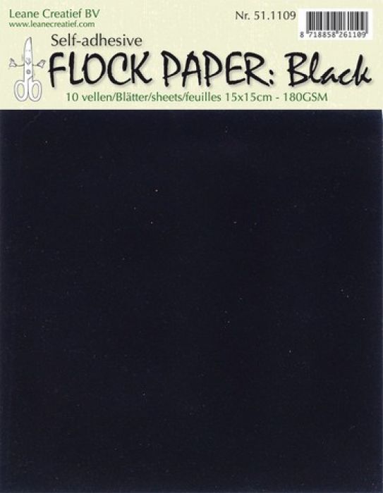 LeCrea - Flock paper black 10 sheets 15x15 cm self-adhesive 511109 