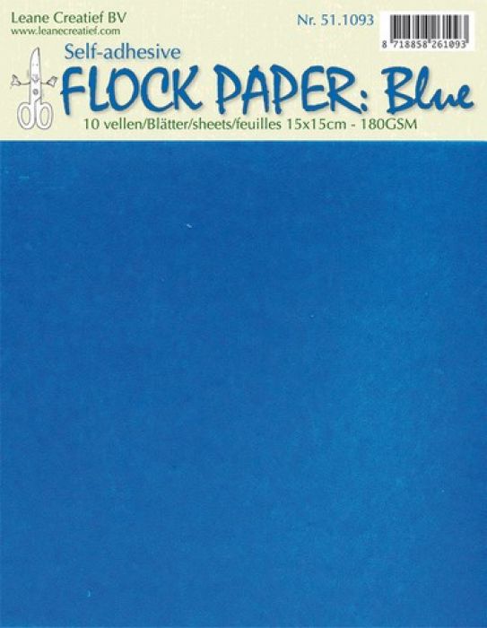 LeCrea - Flock paper blue 10 sheets 15x15 cm self-adhesive 511093 