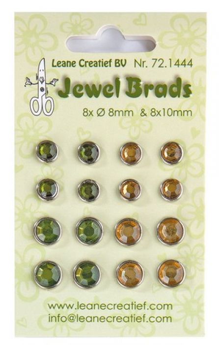 LeCrea - Jewel brads moss green / light gold 8x 6mm & 8x 8mm