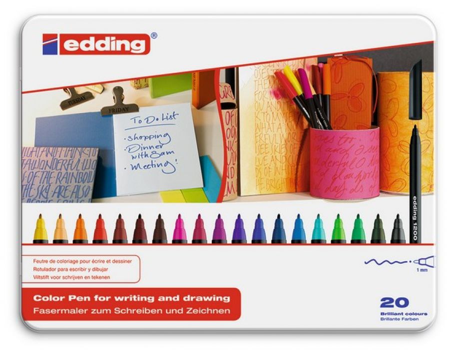 edding-1200 ass. teken/kleur stift 20ST 0,5-1 mm
