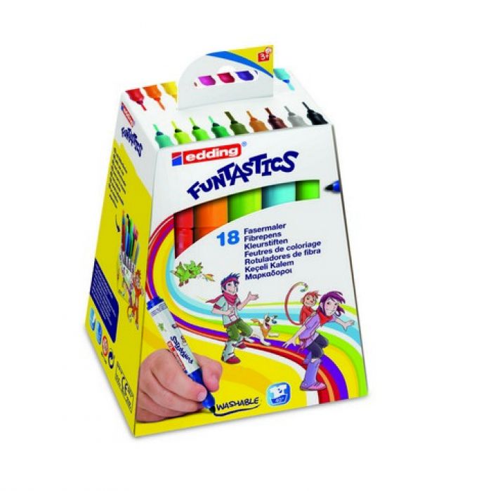 edding-14 Funtastics fibre pens 3mm assorti 18 kleuren