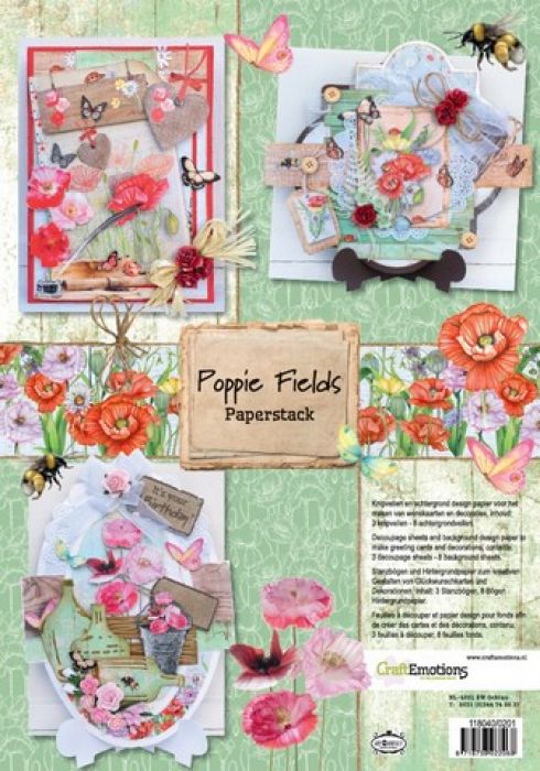 CraftEmotions Paper stack Poppie fields 11 vel A4