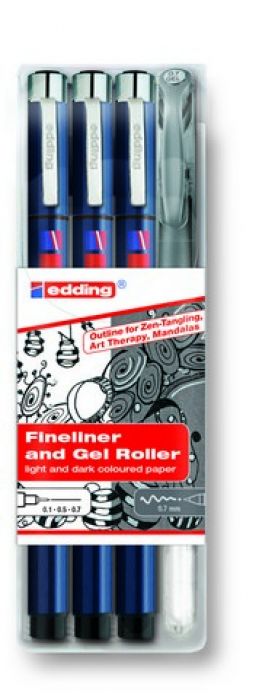 edding-1800 2185 Zen-Tangling Outline set 4st 0,1/0,5/0,7mm+silver / 47422000