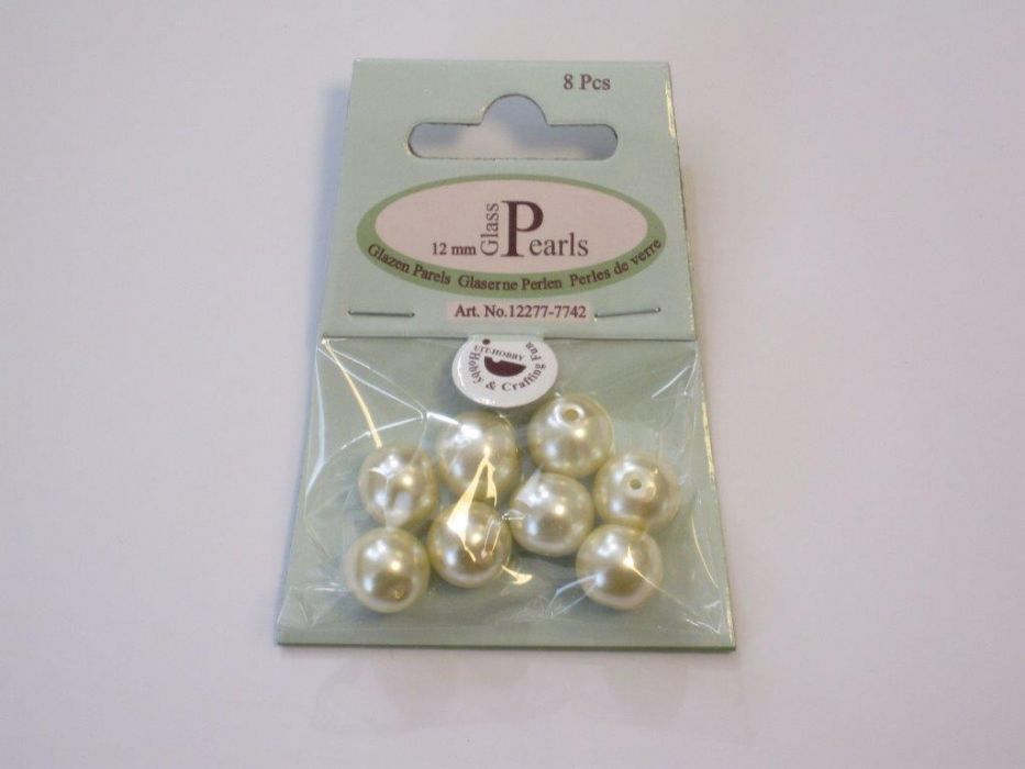Glas parels rond 12mm beige zak 8 ST 12277-7742