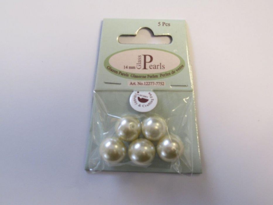 Glas parels rond 14mm beige zak 5 ST 12277-7752