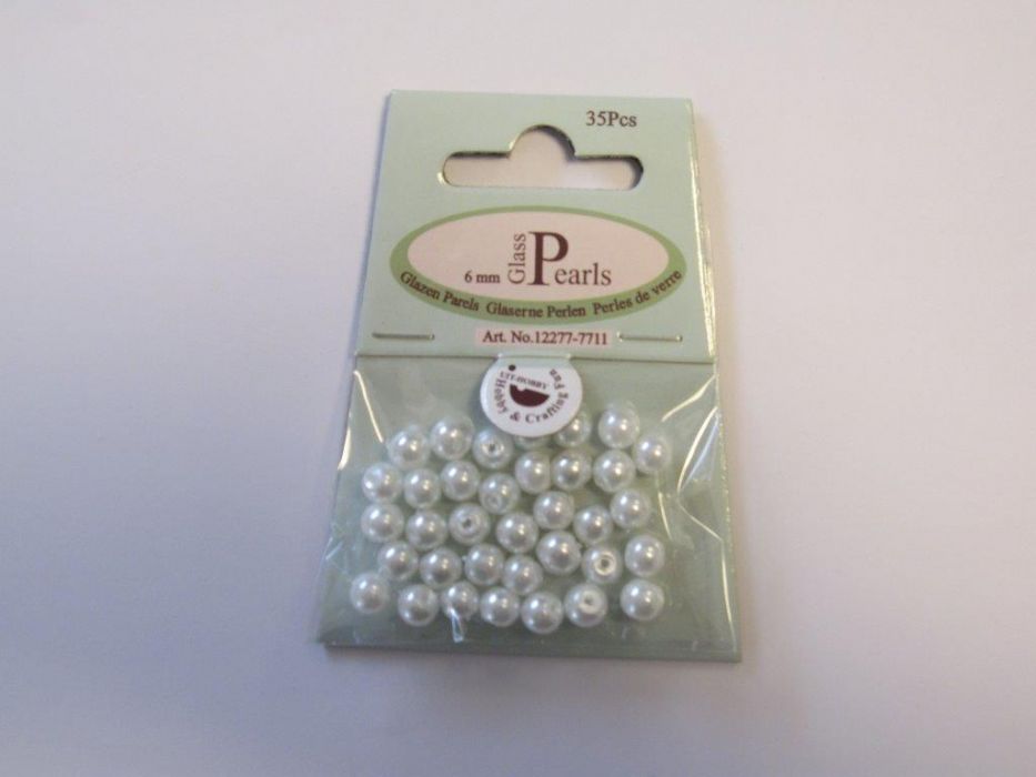 Glas parels rond 6mm wit zak 35 ST 12277-7711