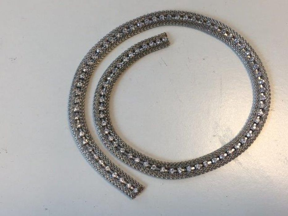 Metalen band met Strass platinum 95x35mm 50CM 12341-4101