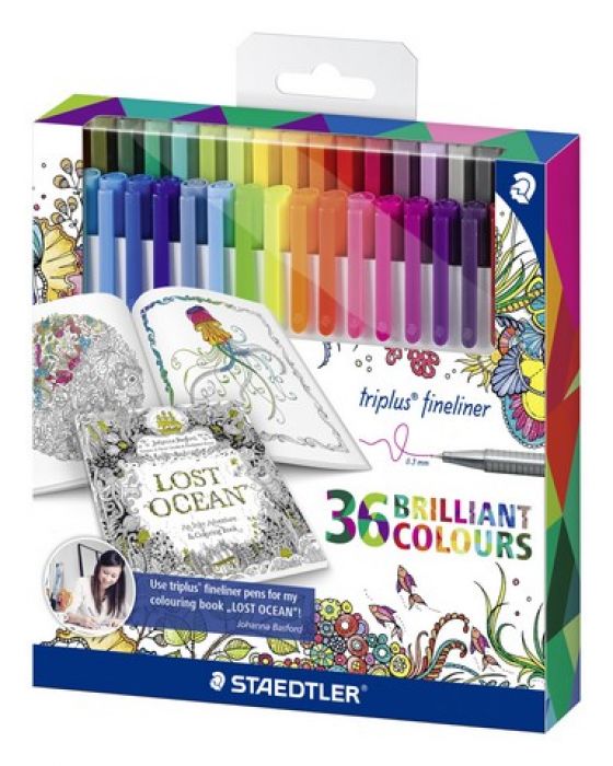 Staedtler Triplus fineliner Johanna Basford etui 36kl Kleurbo (26+10) 334 C36JB