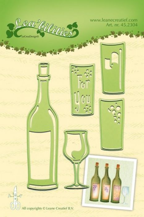 LeCrea - Lea’bilitie Wine bottle & glass snij en embossing mal 45.2304