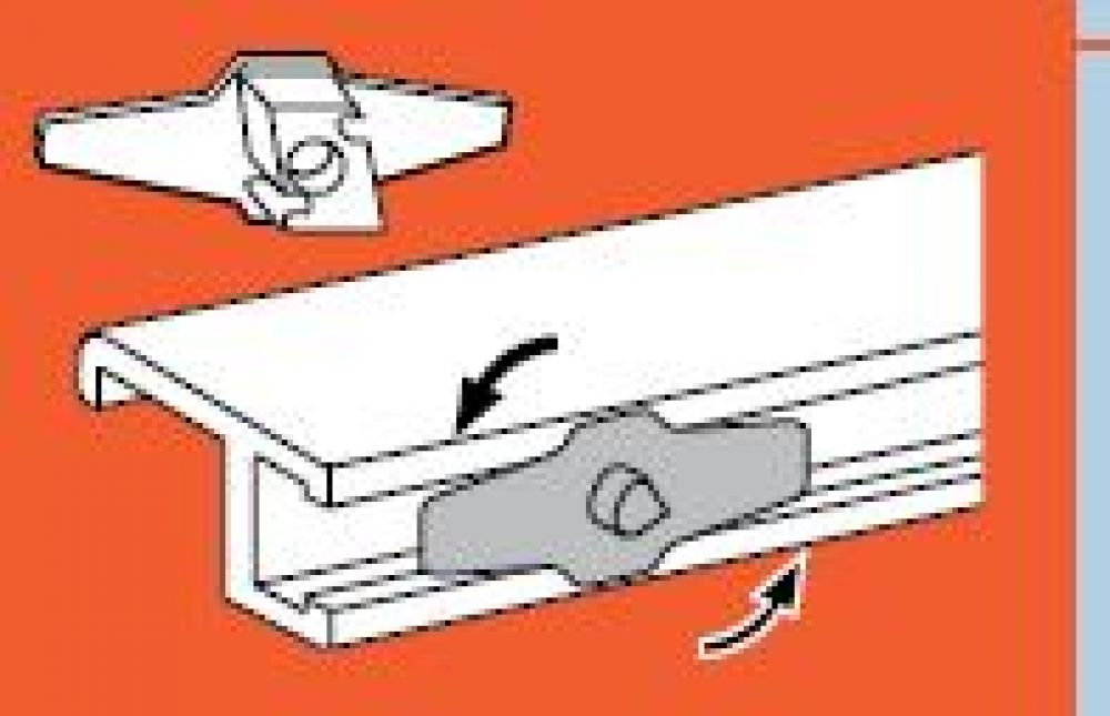 Ophanghaakje (beveiligd ophangen van aluminium wissellijsten)