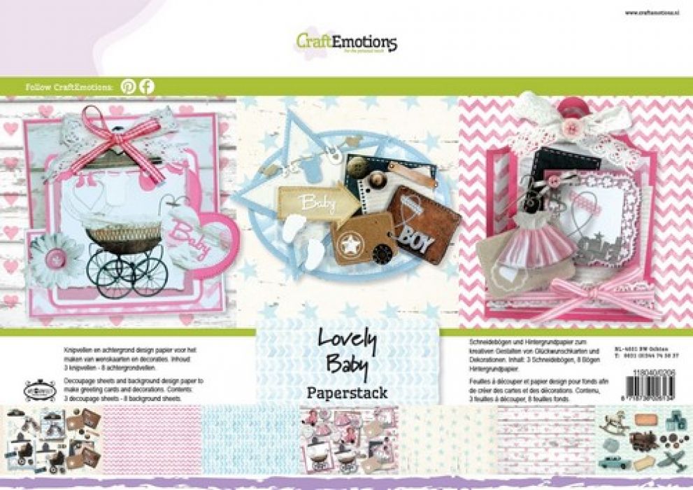 CraftEmotions Paper stack Lovely Baby 11 vel A4
