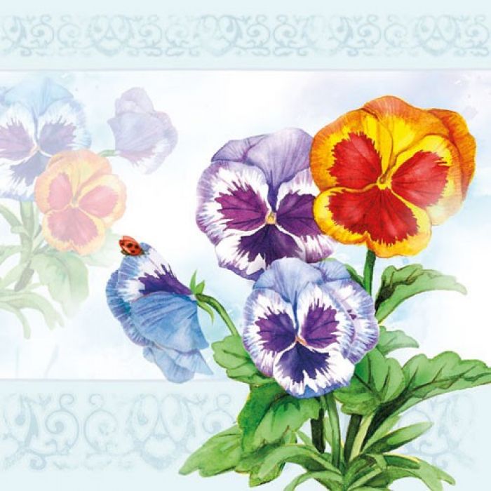  servetten 5st - Aquarell viooltjes 33x33cm Ambiente
