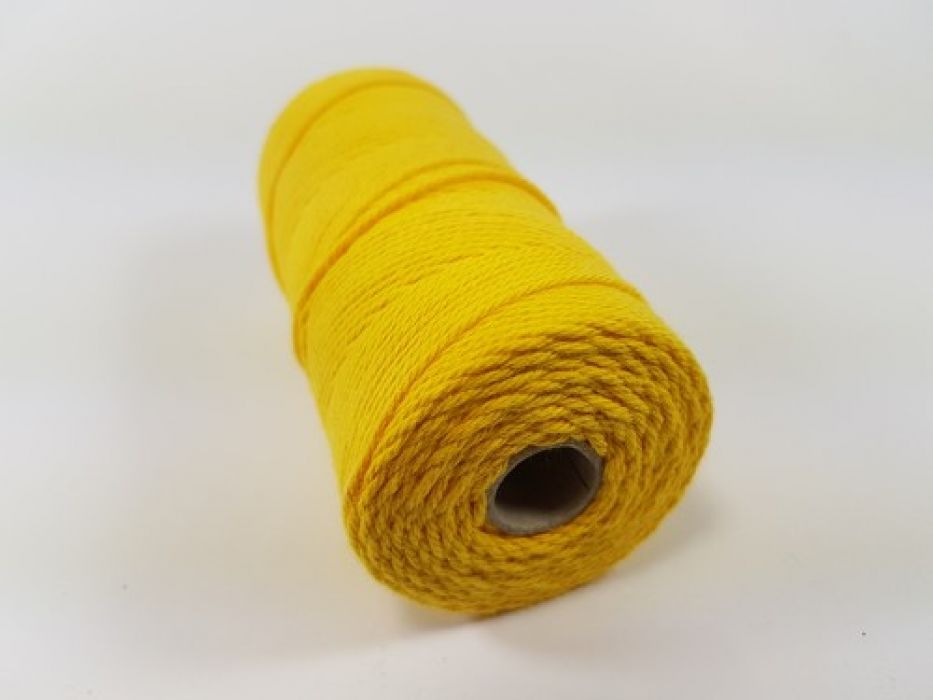 Katoen Macramé touw spoel nr 16 1,5mm 100grs - geel +/- 110mtr