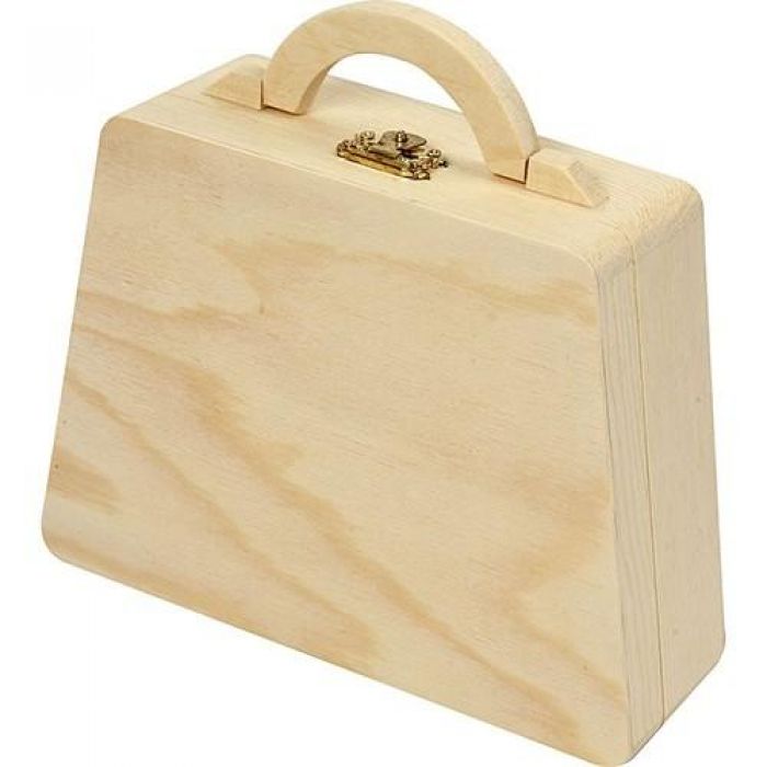 Houten kist - tas met handvat 17,5cm x 14cm x 5,5cm pine