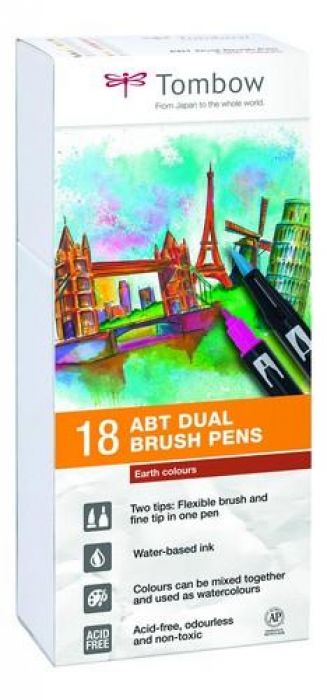 Tombow ABT dubbele brushpen 18st set aarde ABT-18P-3