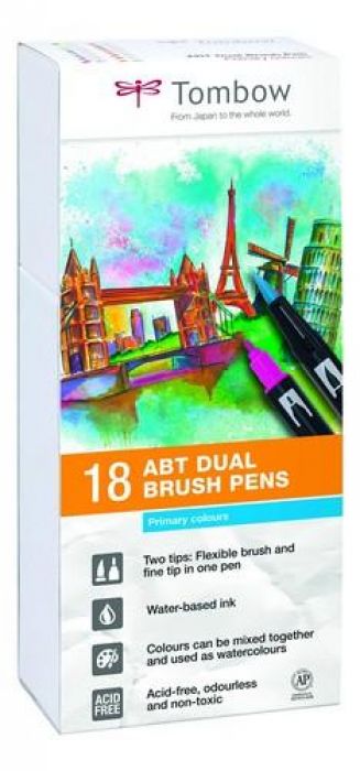 Tombow ABT dubbele brushpen 18st set primair ABT-18P-1