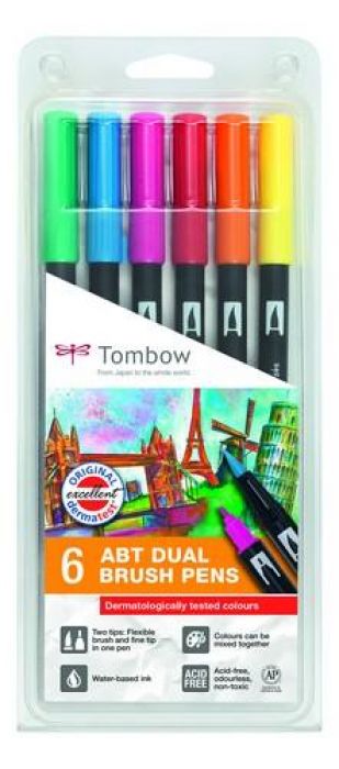 Tombow ABT dubbele brushpen 6st set dermatologisch geteste ABT-6P-3