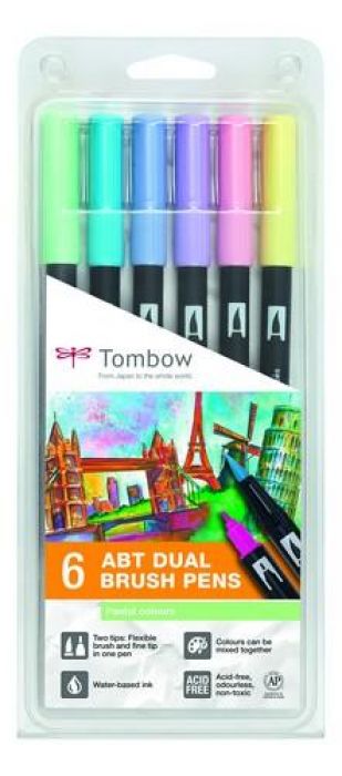 Tombow ABT dubbele brushpen 6st set pastel ABT-6P-2