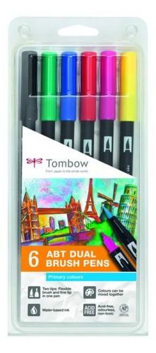 Tombow ABT dubbele brushpen 6st set primaire ABT-6P-1