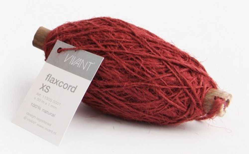 Vivant Jute Flax Koord XS rood - 50 MT 1MM