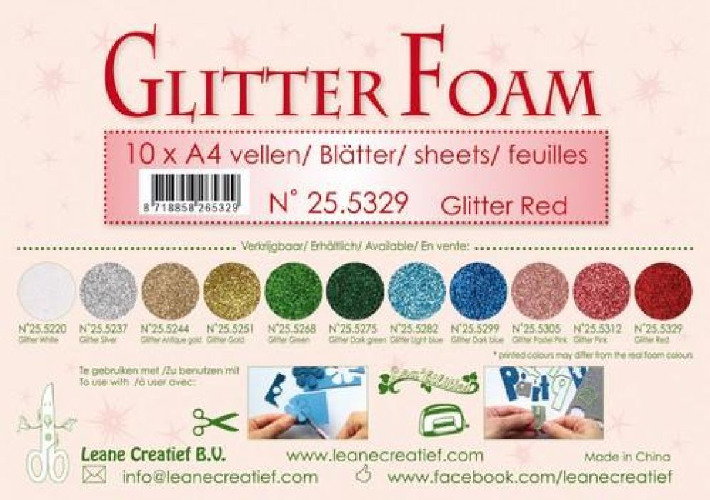 LeCrea - Glitter foam 10 vel A4 - rood 25.5329