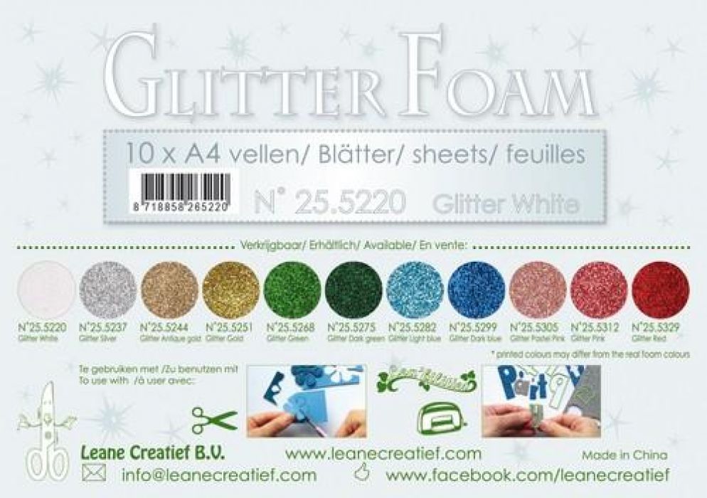 LeCrea - Glitter foam 10 vel A4 - wit 25.5220