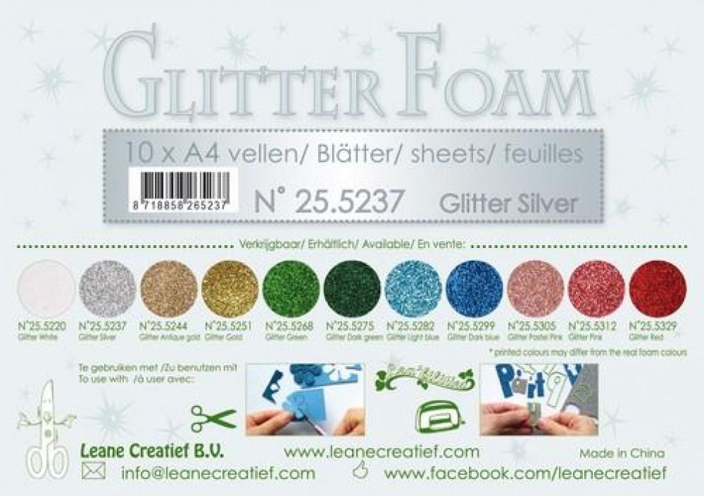 LeCrea - Glitter foam 10 vel A4 - zilver 25.5237