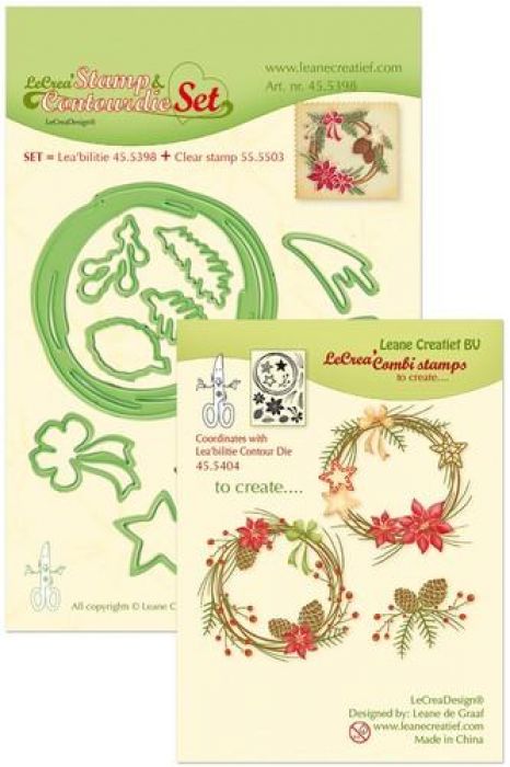 LeCrea - Lea’bilitie Set met Cont.mal, clearstamp Chr.wreath 45.5398