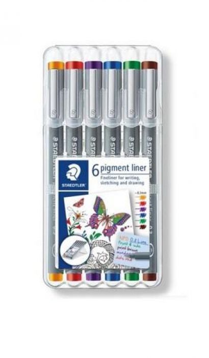 Staedtler pigment liner fineliner - Box 0,3 mm 6 kleuren 30803-SSB6