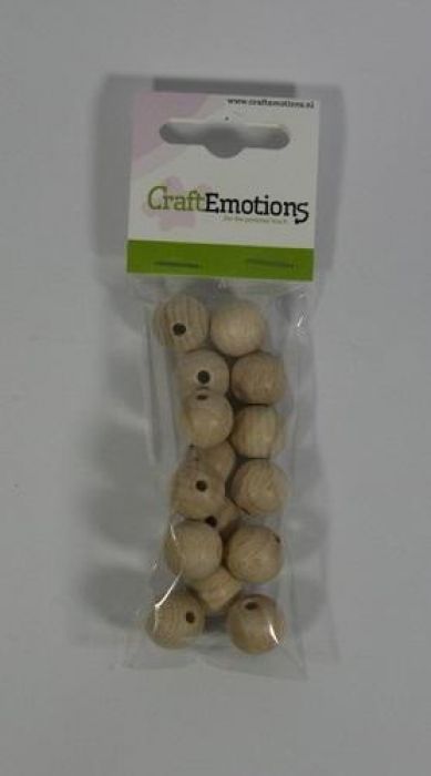 Ronde houten kraal, naturel 15mm 15 st.