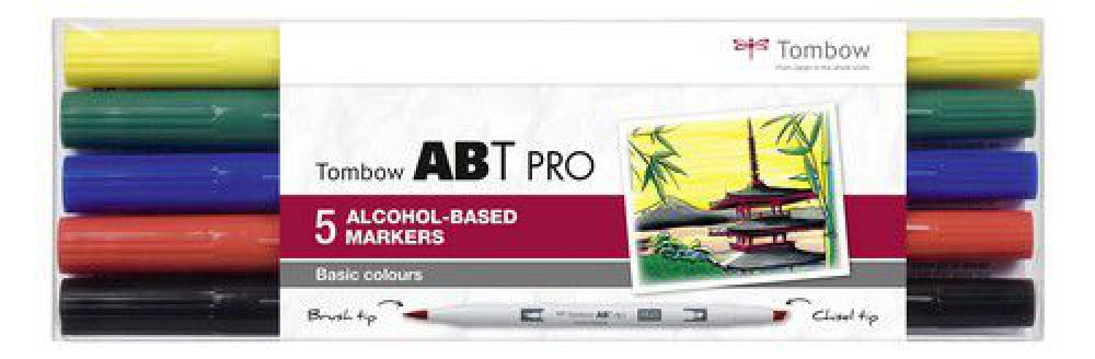 Tombow ABT PRO Alcohol - dubbele brushpen 5 st. set Basic