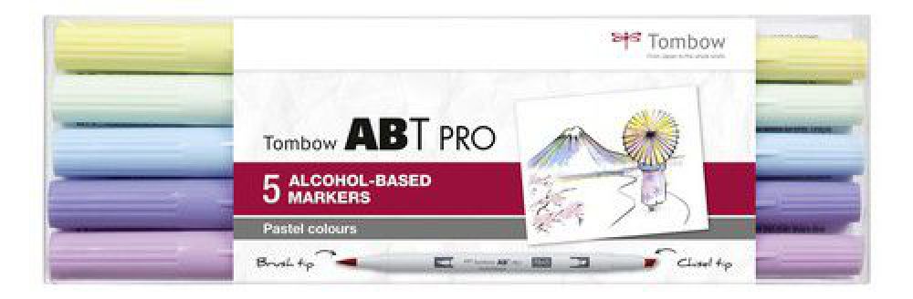 Tombow ABT PRO Alcohol - dubbele brushpen 5 st. set Pastel 19-ABTP-5P-2