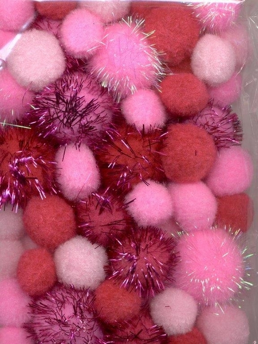 Mix Pompom Set Roze Incl Glitter 50 St