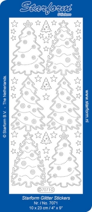 Stickers Christmas Tree 4 glitter goud zilver