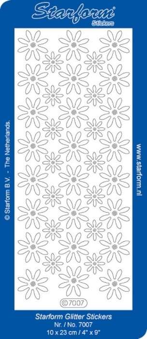 Stickers Flowers Small 1 glitter zilver goud