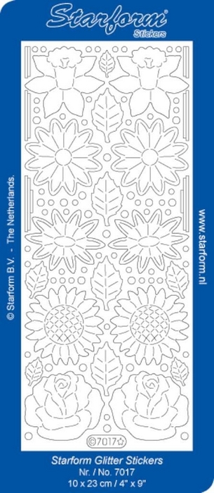 Stickers Flowers 17 glitter goud zilver