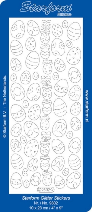 Stickers Easter Eggs 7: Various 2 glitter goud zilver