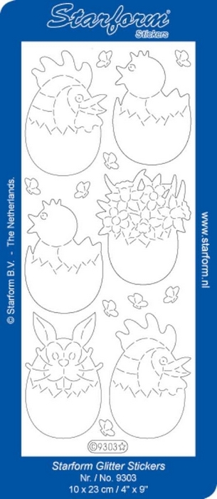 Stickers Easter Eggs 8: Large glitter goud zilver