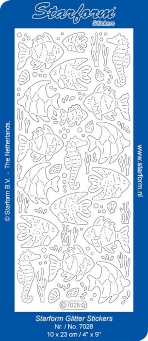 Stickers Maritime: Fish 2 glitter goud zilver