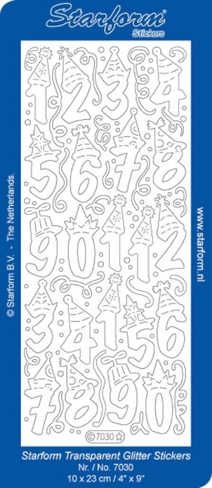 Stickers Numbers 19: Party Large 2 glitter zilver