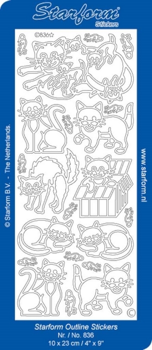 Stickers Cats zilver