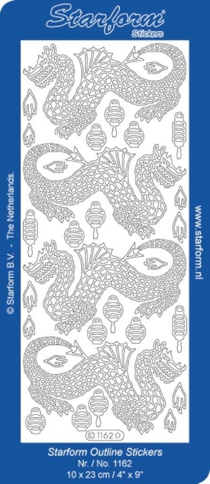 Stickers Oriental: Dragon zilver