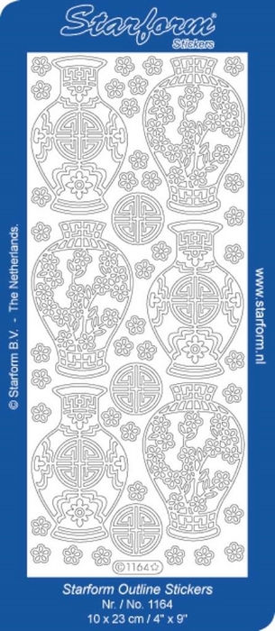 Stickers Oriental: Ming Vase zilver